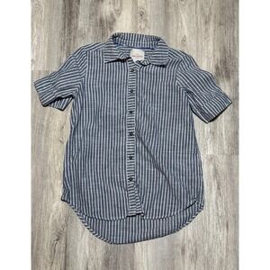 Womens Casa Cabana Shirt small Blue White Striped Short Sleeve Cotton Top NWOT
